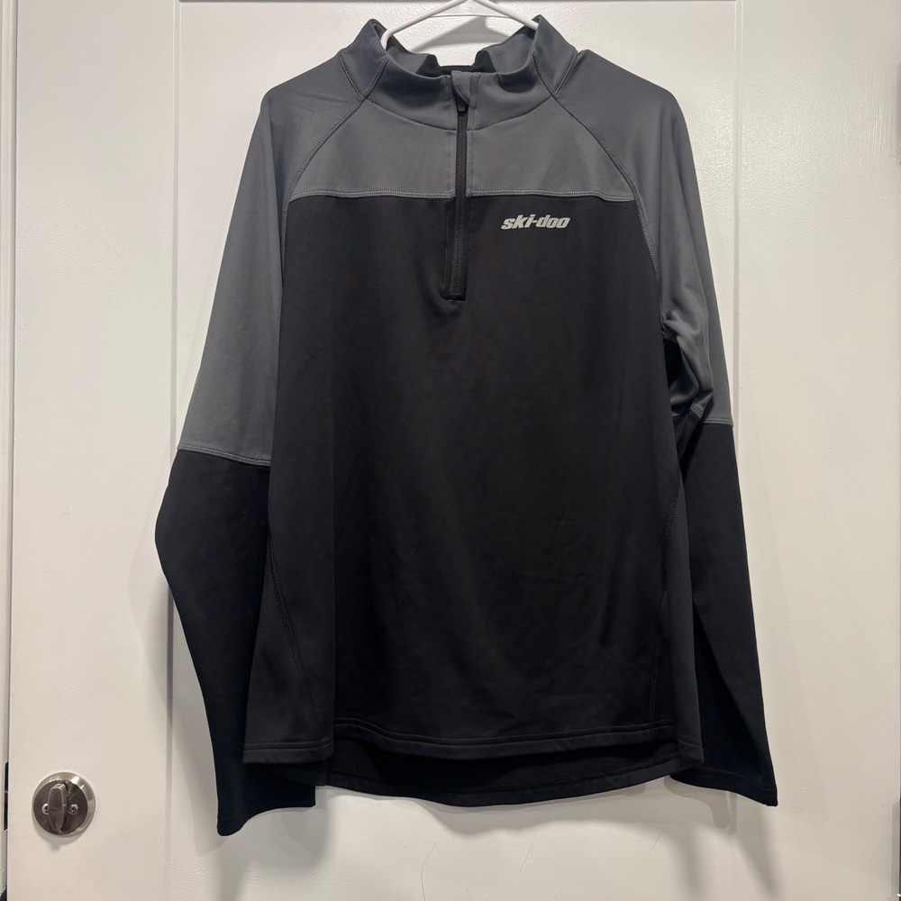 Ski-Doo BRP Mens Quarter Zip Performance Pullover Black Gray Snowmobile Top L
